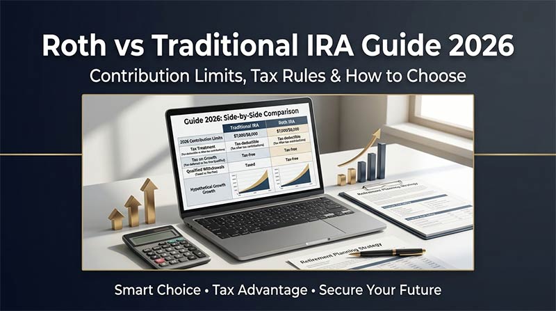 Roth vs Traditional IRA Guide 2026: Contribution Limits, Tax Rules & How to Choose